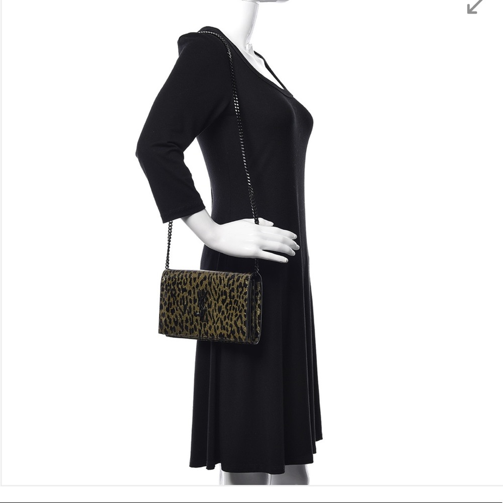 Ysl Leopard Printed Monogram Chain Clutch - image 4